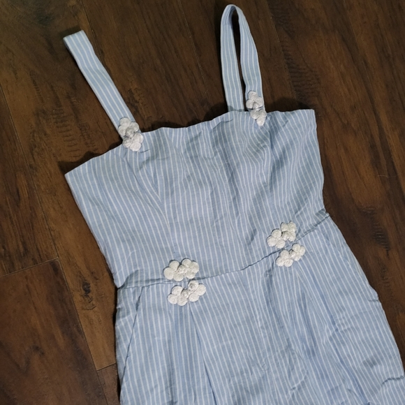 House of Harlow x Revolve White and Blue Devi Stripe Jumpsuit Small - Picture 5 of 14